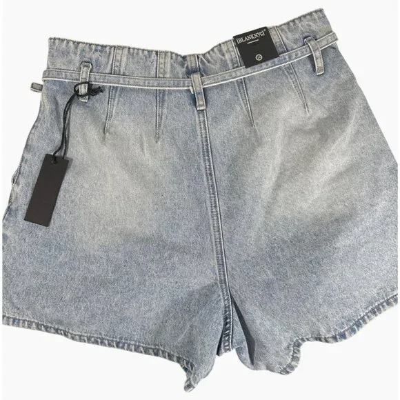 NWT Blank NYC High Rise Blue Denim Short With‎ Belt Women's Size 28 100% Cotton - Picture 5 of 13